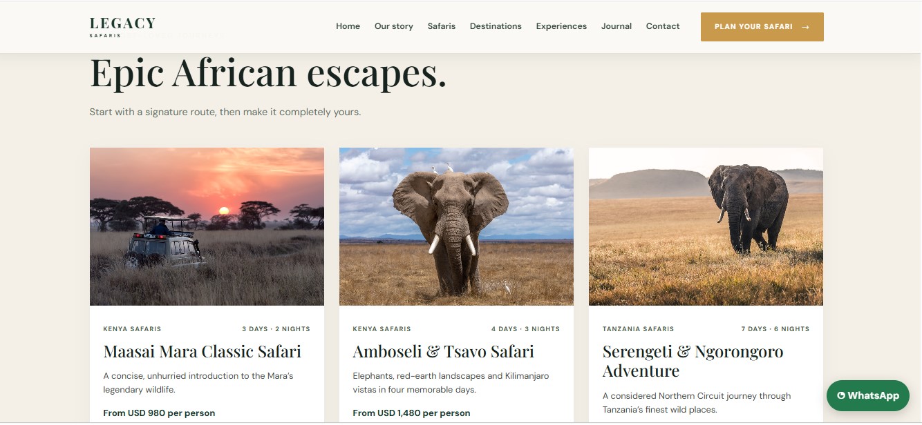 Safari & Tour Operator Management System screenshot 1